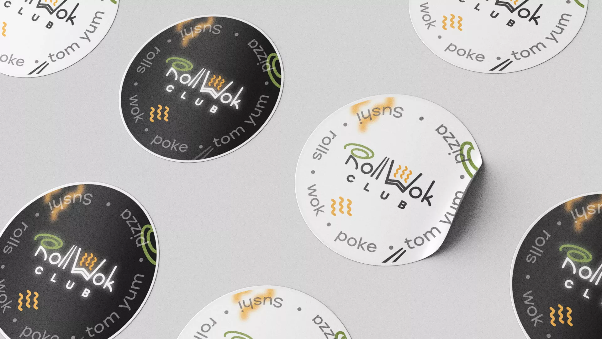 Разработка наклеек для суши-бара «Roll Wok Club» в Лысьве
